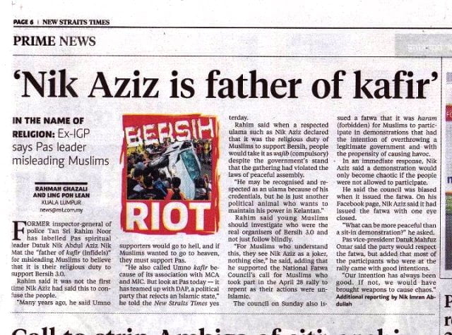 nst kata nik aziz kafir